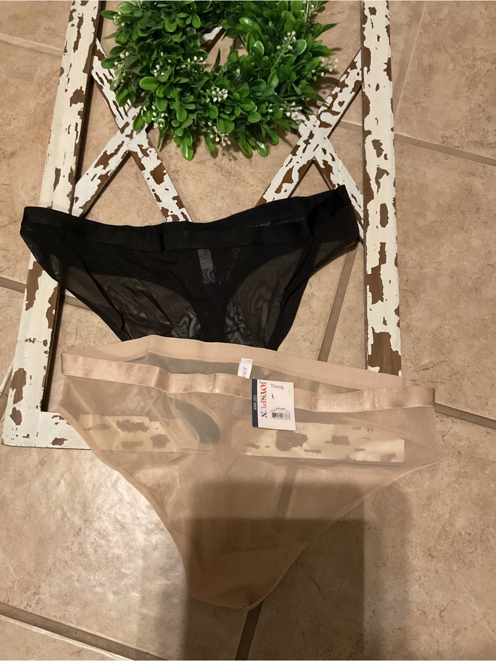 Women’s Joyspun Pack Of 2 Mesh Thong Tan And Black Size XXXL 22 NWT